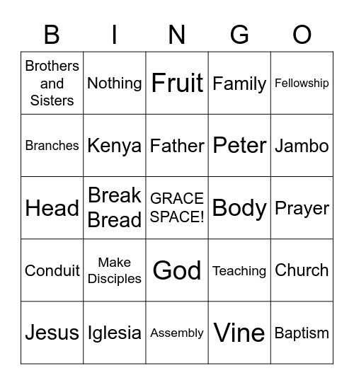 Conduit Church Bingo Card