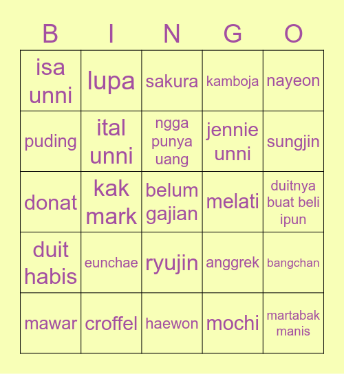 Bingo Pola with Koci Bingo Card