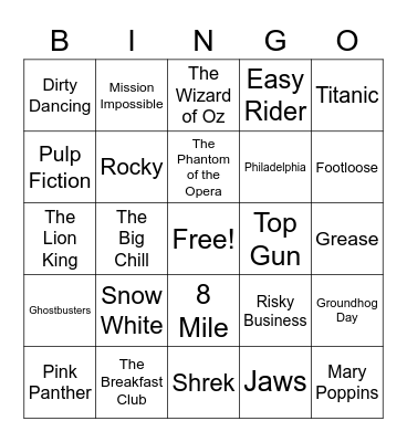 Movie Music Bingo Card