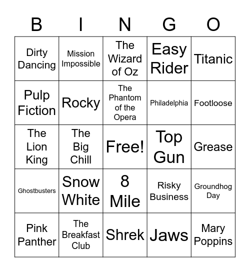 Movie Music Bingo Card