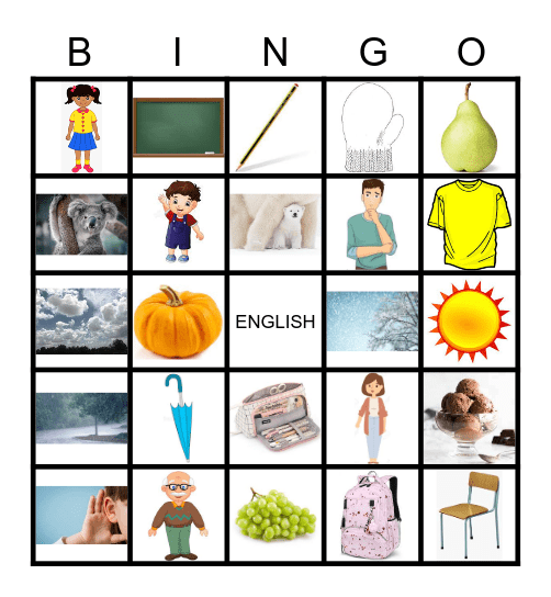 ENGLISH Bingo Card