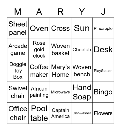 Thank you for joining us! Bingo Card