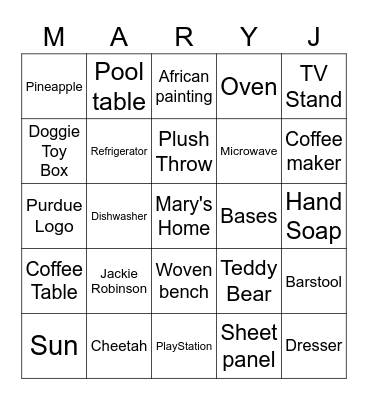 Thank you for joining us! Bingo Card