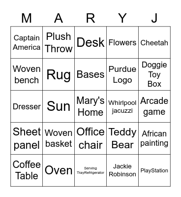 Thank you for joining us! Bingo Card