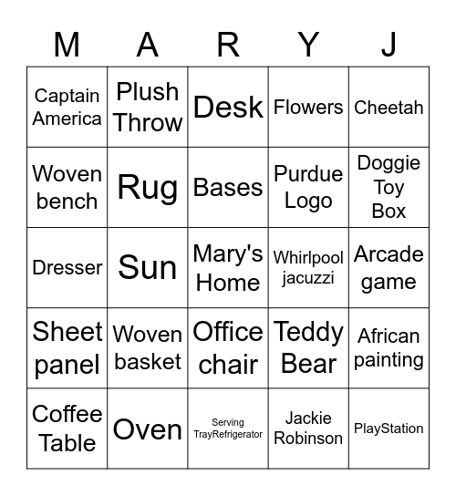 Thank you for joining us! Bingo Card