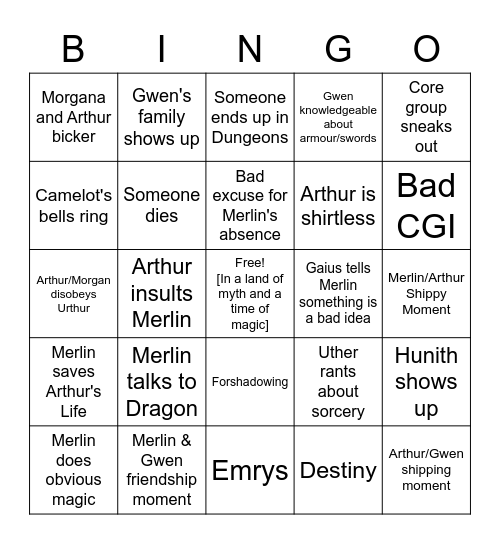 Merlin! Bingo Card