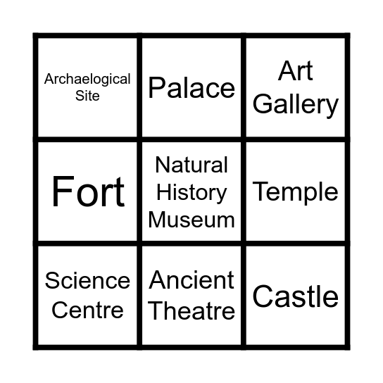 Places of cultural interest Bingo Card