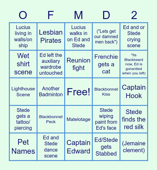 Our Flag Is Death S2 Bingo Card