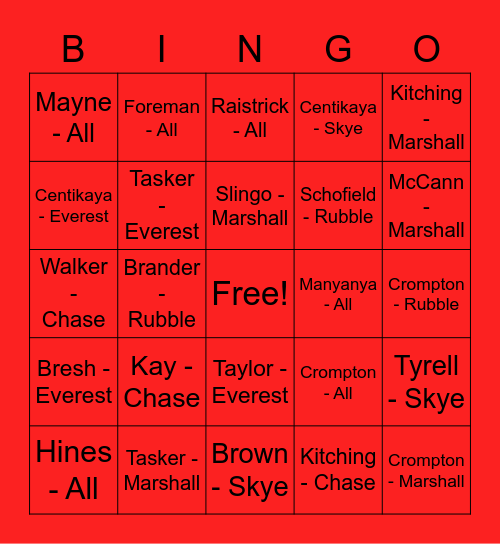 Mark - Boys Semi Finals Bingo Card