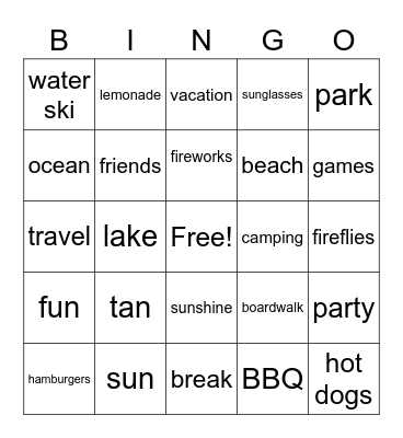 Summer Bingo Card