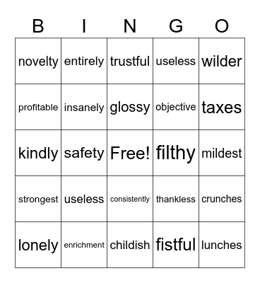 Wilson 6.1 Bingo Card