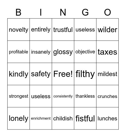 Wilson 6.1 Bingo Card