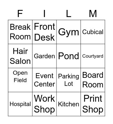 Location Scouting Bingo Card