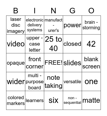 CHP. 7-Educational Aids & Technology: Part 2 Bingo Card