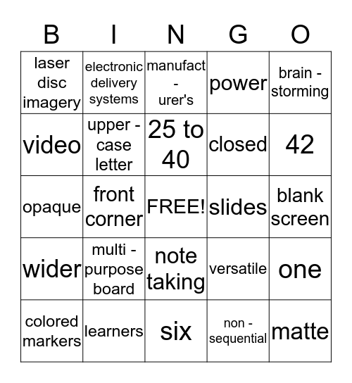 CHP. 7-Educational Aids & Technology: Part 2 Bingo Card