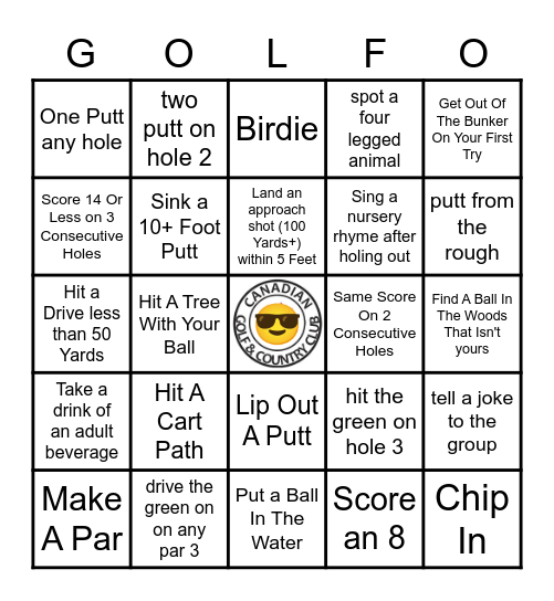 Tremblant Golf Bingo Card