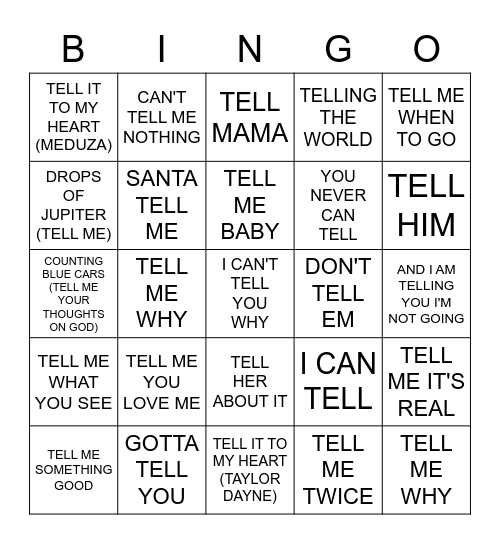 TELL Bingo Card
