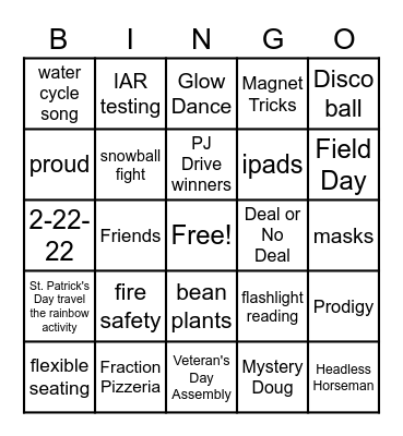 Third GradeBingo Card