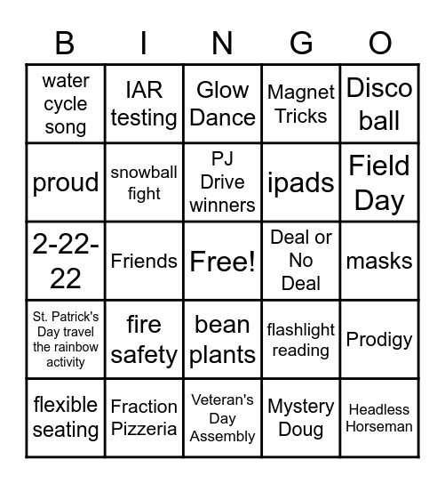 Third GradeBingo Card