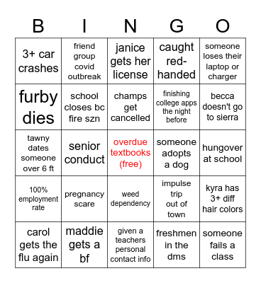 senior szn 21-22 Bingo Card
