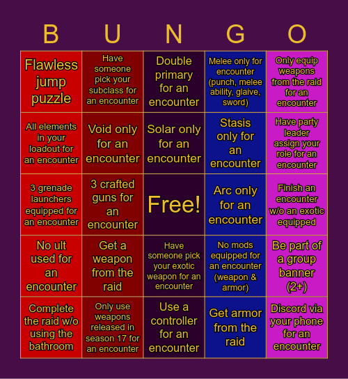 Season 17 BUNGO BINGO Card