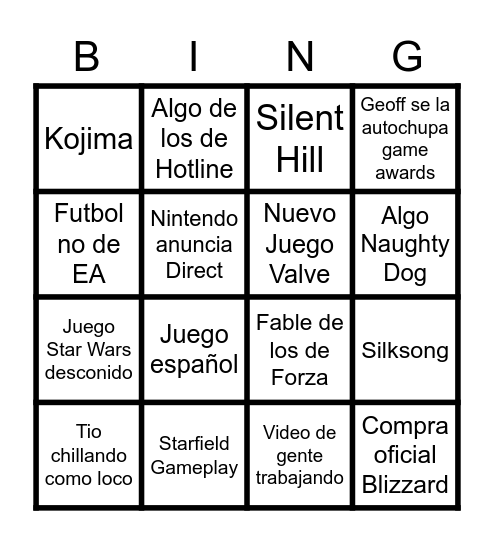 E3 2022 Bingo Card