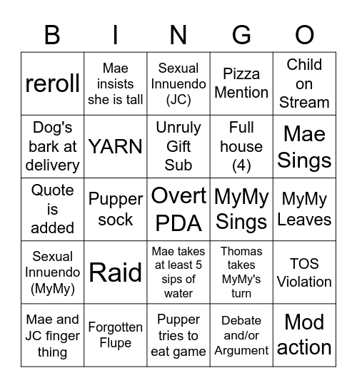 Elements of Elympian Streams Bingo Card