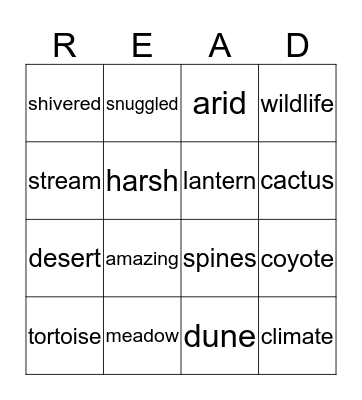 Vocabulary Bingo Card