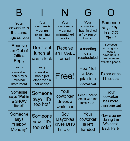 Annex Bingo Card