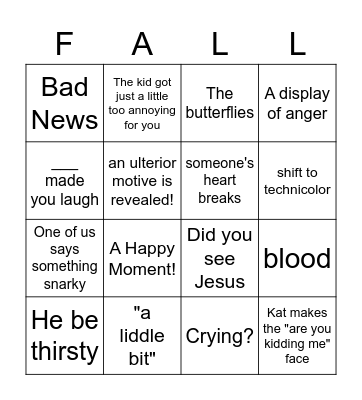 The Fall Bingo Card