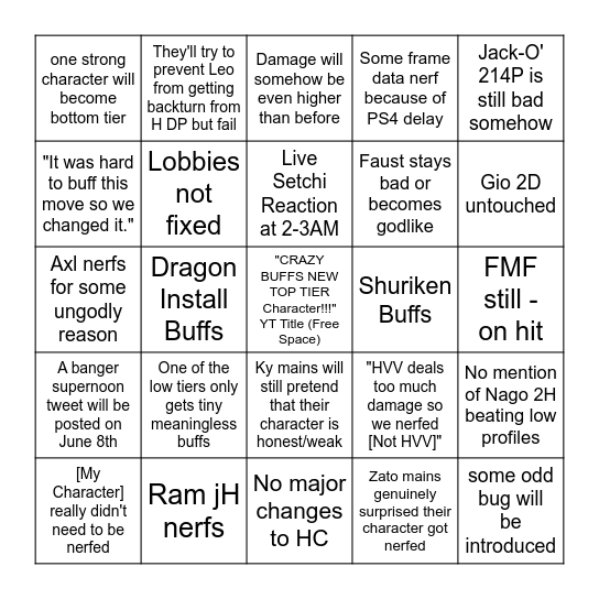 S2 Patch Bingo Card