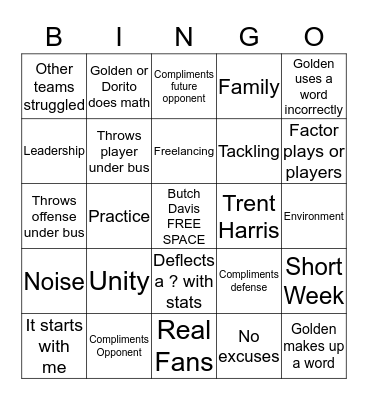 Folden's Bingo Card