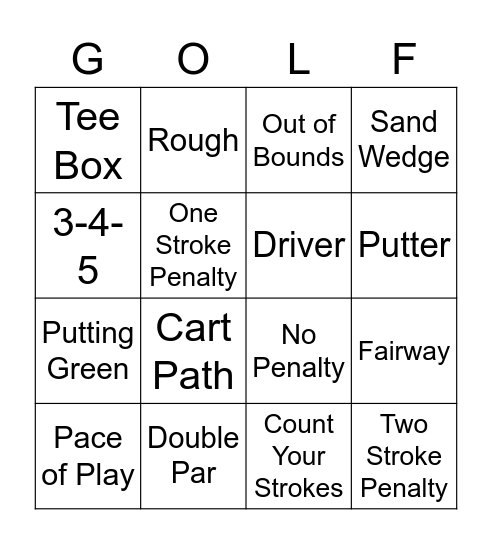 Golf Bingo Card