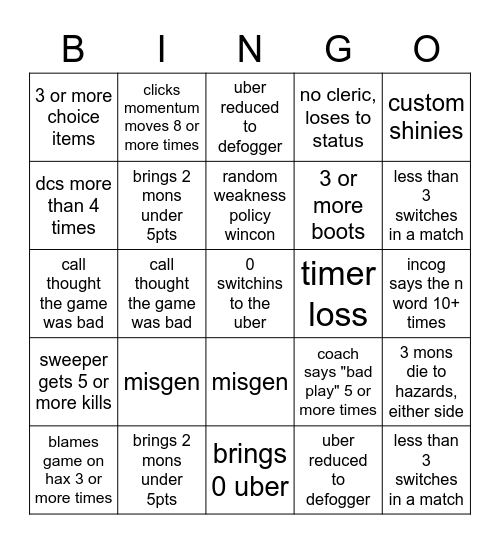 BBL Bingo Card