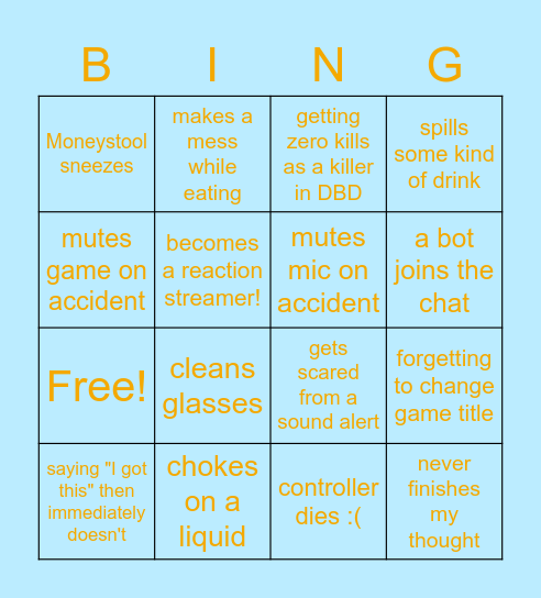 Drink Stream! Bingo Card