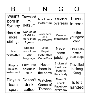 Find Someone Who... Bingo Card