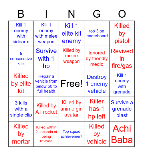Meru's Battlefield Card Bingo Card