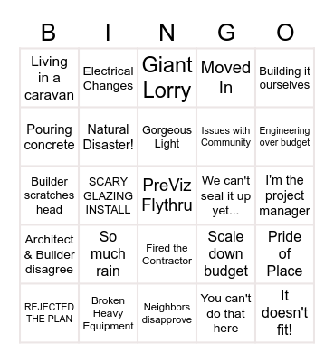 Grand Designs BINGO Card