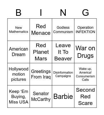 Propaganda Bingo Card