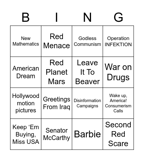 Propaganda Bingo Card