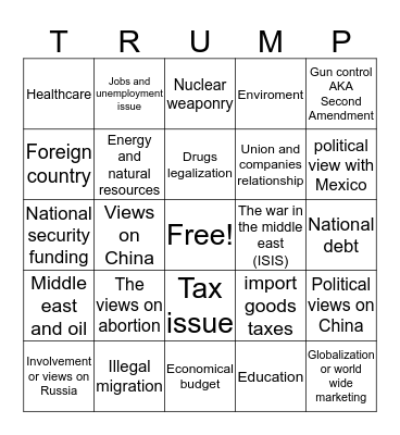 Trump Bingo Card