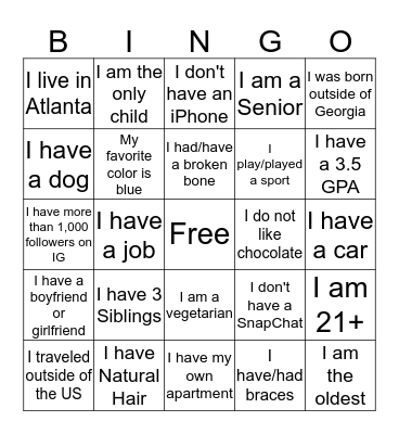 Get-To-Know-You BINGO Card