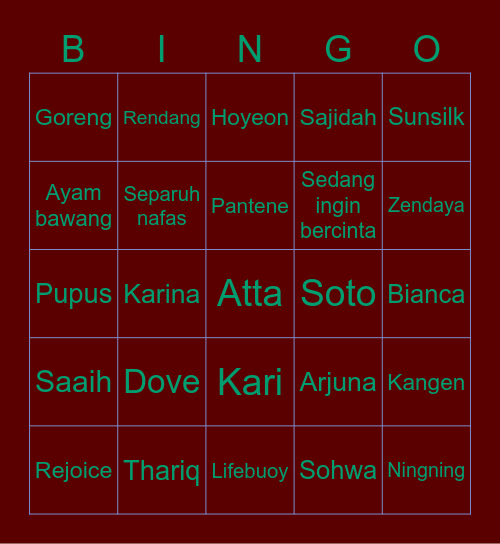 Seonghwa Bingo Card