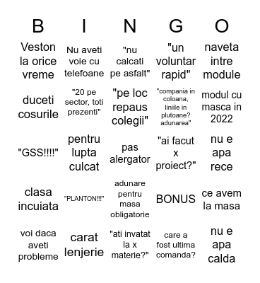 AFT - Colocvii special Bingo Card