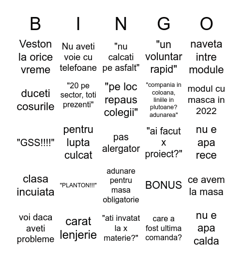 AFT - Colocvii special Bingo Card