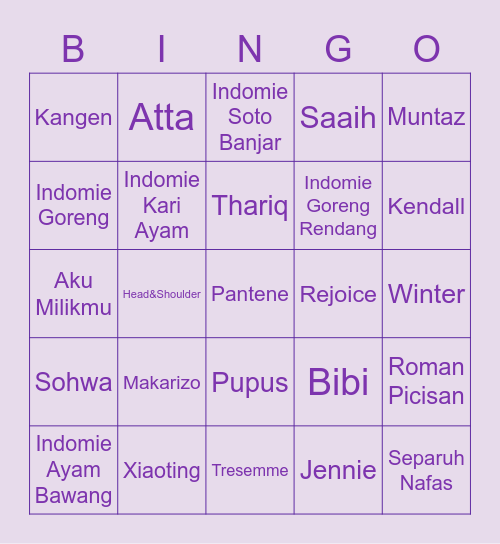 Bibingo! Bingo Card
