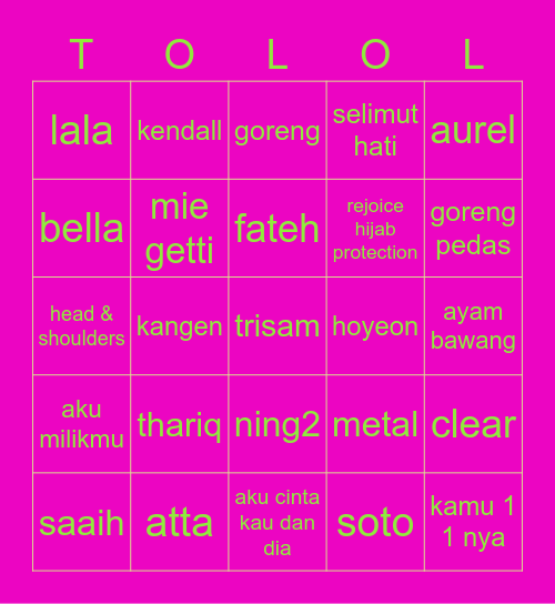 LALA Bingo Card