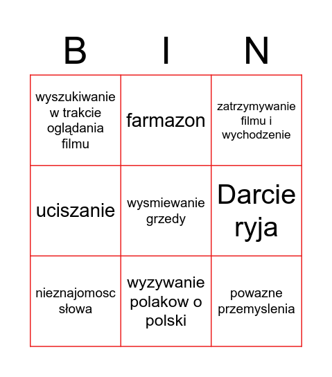 Bartosz Bingo Card
