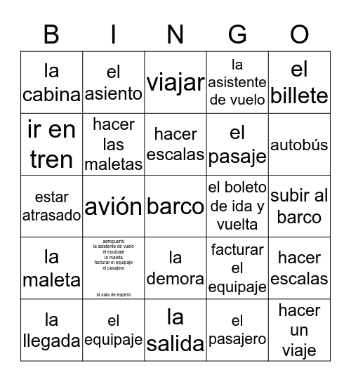 At the airport Bingo Card