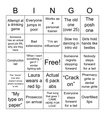LOVE ISLAND BINGO Card